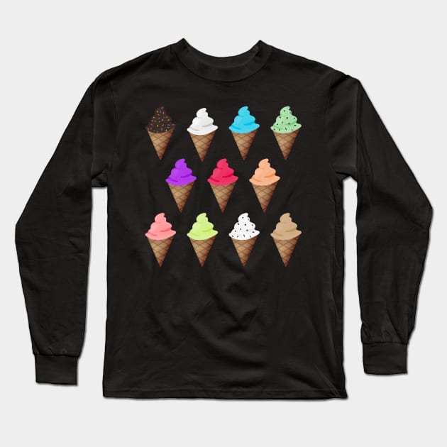 Variety of Ice Cream Flavors Long Sleeve T-Shirt by Kelly Louise Art